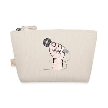 A hand of a singer holds a singing microphone - Organic Pouch - nature - Front