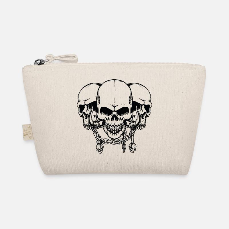 Totenkopf, Totenköpfe Mit Ketten - Bio-Täschchen - Natur