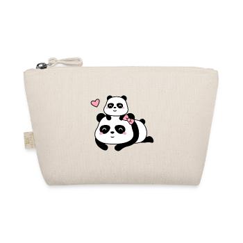 Süße Panda Mama und Baby Cub - Bio-Täschchen - Natur - Vorne