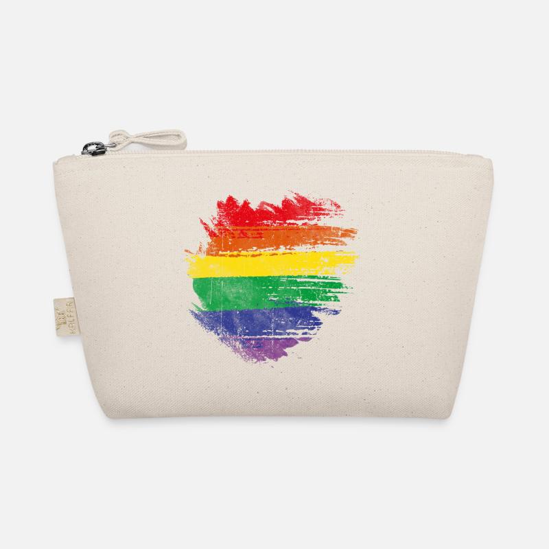 Rainbow Brush Heart Organic Pouch