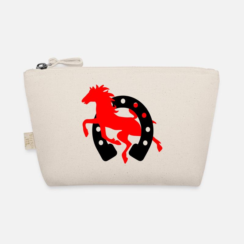 Fer à cheval rouge avec logo de cheval noir école d’équitation Trousse biologique
