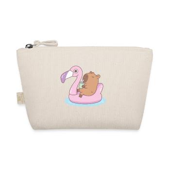 Süßes Capybara, das sich auf dem Flamingo-Pool-Float entspannt - Bio-Täschchen - Natur - Vorne