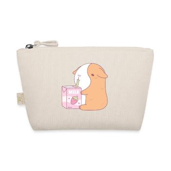 Cute Guinea Pig Drinking Strawberry Milk - Organic Pouch - nature - Front