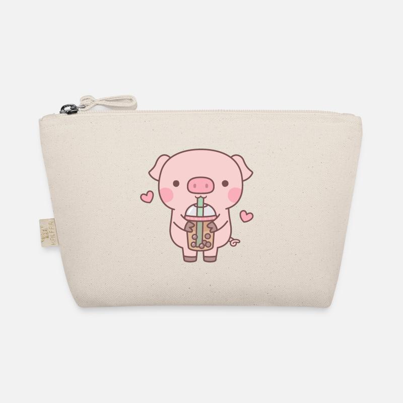 Mignon petit cochon aime le thé à bulles Trousse biologique