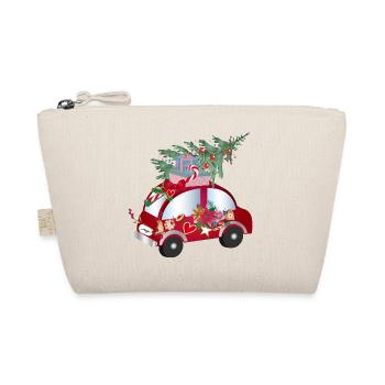 red toy car decorated for Christmas - Organic Pouch - nature - Front