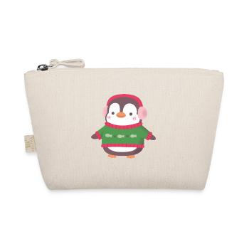 Cute Penguin With Fish Sweater - Organic Pouch - nature - Front