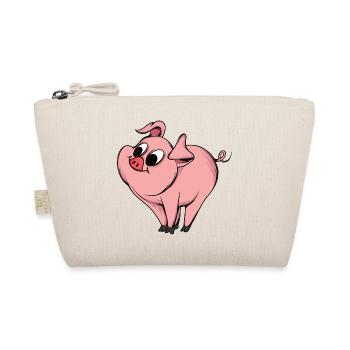 Playful Pig Cartoon Design - Organic Pouch - nature - Front