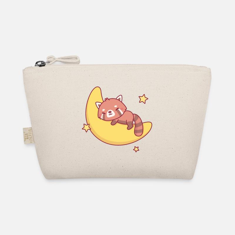 Cute Little Red Panda Sleeping On Moon Organic Pouch