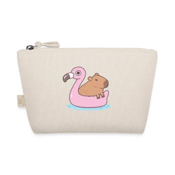 Mignon Capybara Chilling sur Flamingo Pool Float - Trousse biologique - nature - Devant