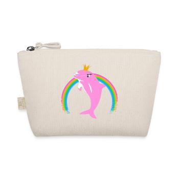 Regenbogen Delfin goldene Krone Rosa - Bio-Täschchen - Natur - Vorne