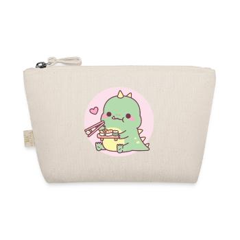 Cute Green Dinosaur Loves Sushi - Organic Pouch - nature - Front