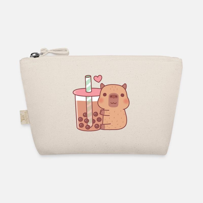 Cute Little Capybara Hugs Bubble Tea Organic Pouch