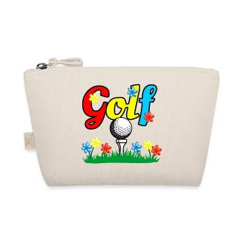 Golfstock und Ball auf Rasen mit Blumen - Bio-Täschchen - Natur - Vorne