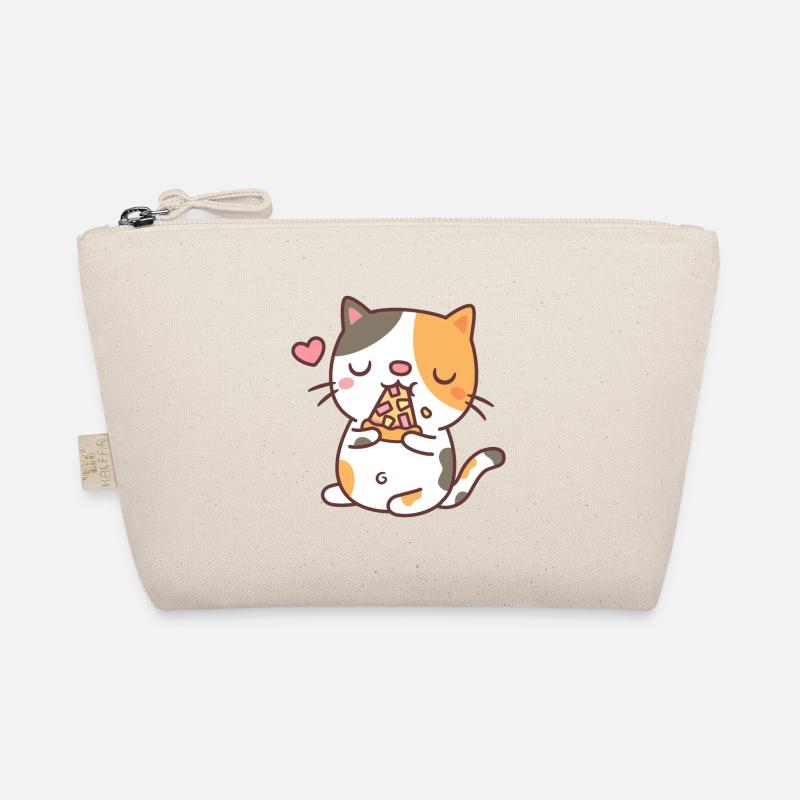Mignon Calico Cat Mangeant Pizza Trousse biologique