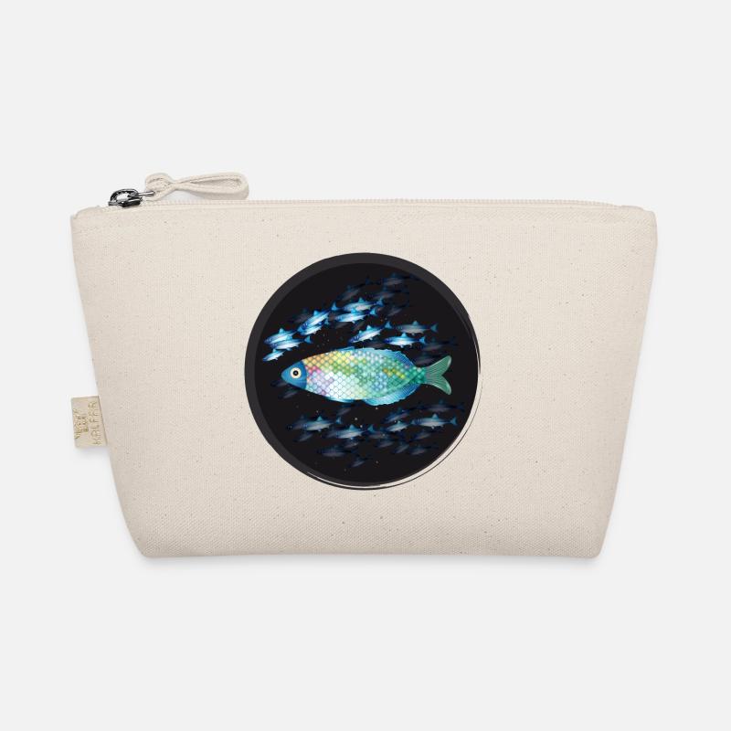 farbenfroher Fisch inmitten eines Fischschwarms Bio-Täschchen