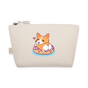 Cute Corgi Showing Butt On Donut Pool Float - Organic Pouch - nature - Front