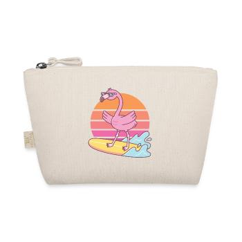 Lustiges Flamingosurfen auf dem Surfbrett Sonnenuntergang - Bio-Täschchen - Natur - Vorne