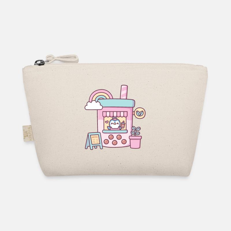 Cute Penguin Running Bubble Tea Cafe Organic Pouch