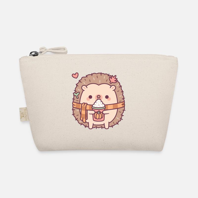 Cute Hedgehog Loves Pumpkin Spice Latte Organic Pouch