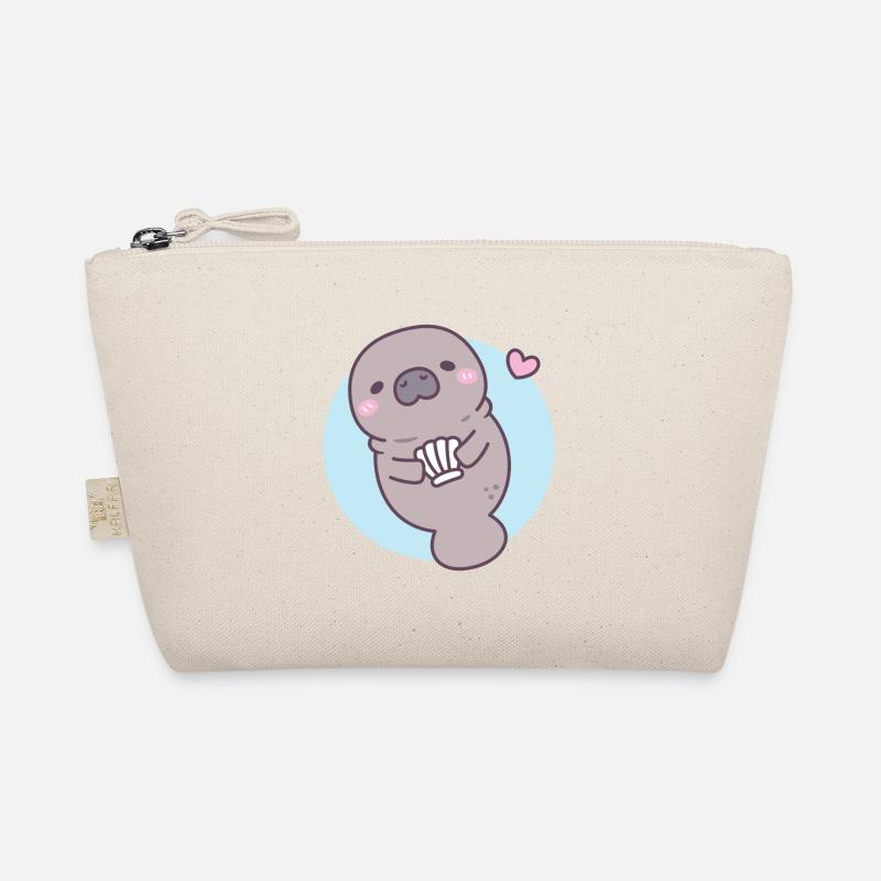 Cute Manatee Holding Clam Seashell Organic Pouch