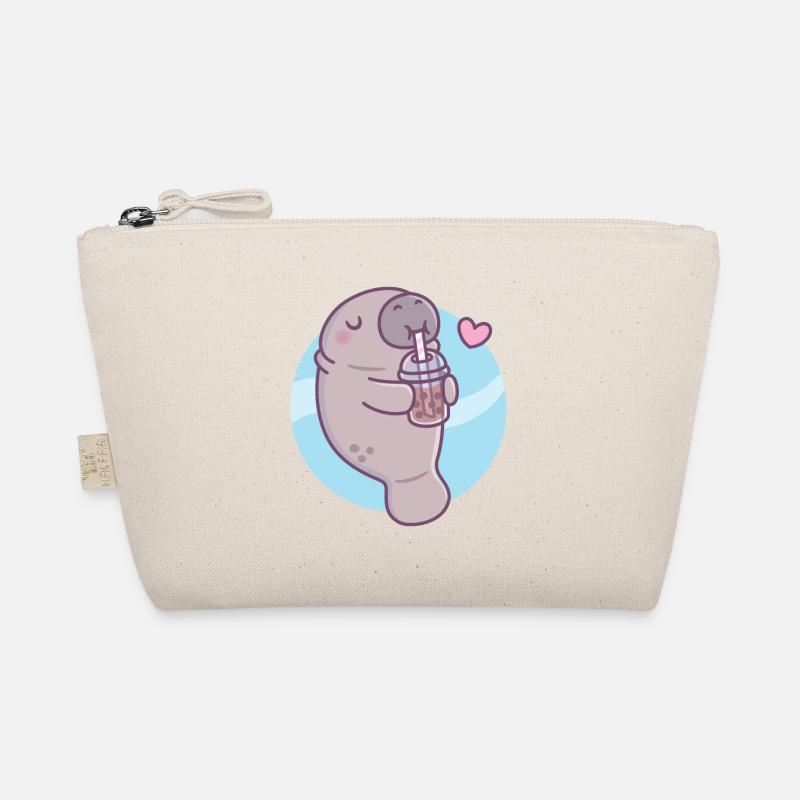 Cute Manatee Loves Drinking Bubble Tea Organic Pouch