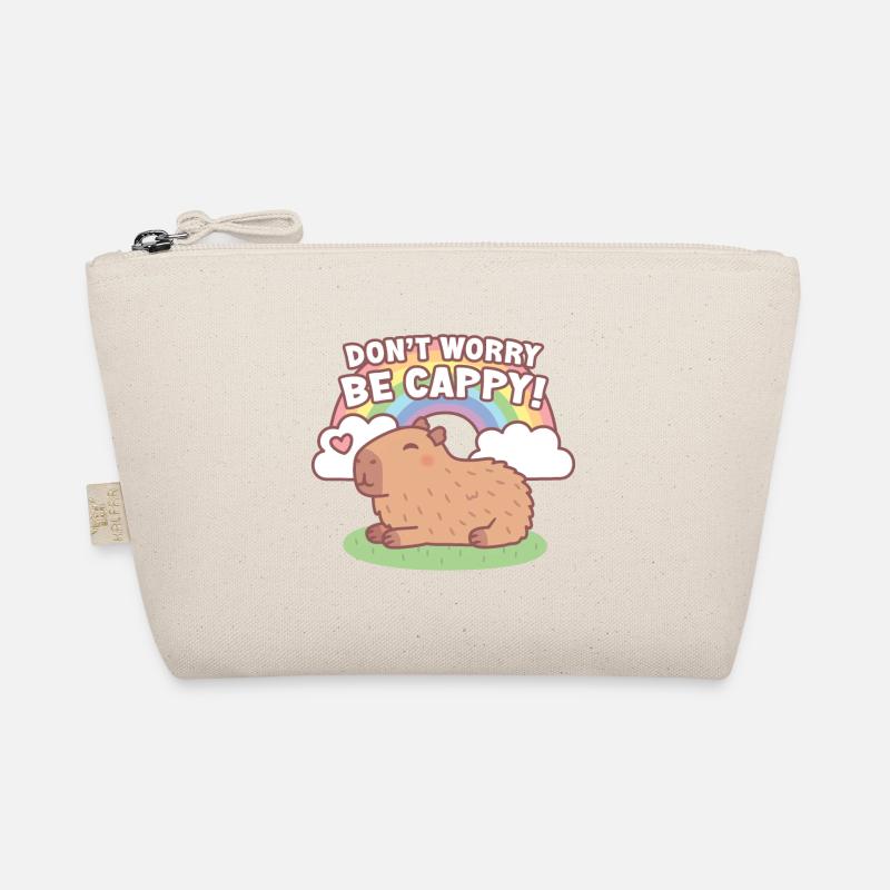 Süßes Capybara und Regenbogen, mach dir keine Sorgen, sei Cappy Bio-Täschchen