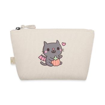 Cute Vampire Cat With Pumpkin - Organic Pouch - nature - Front