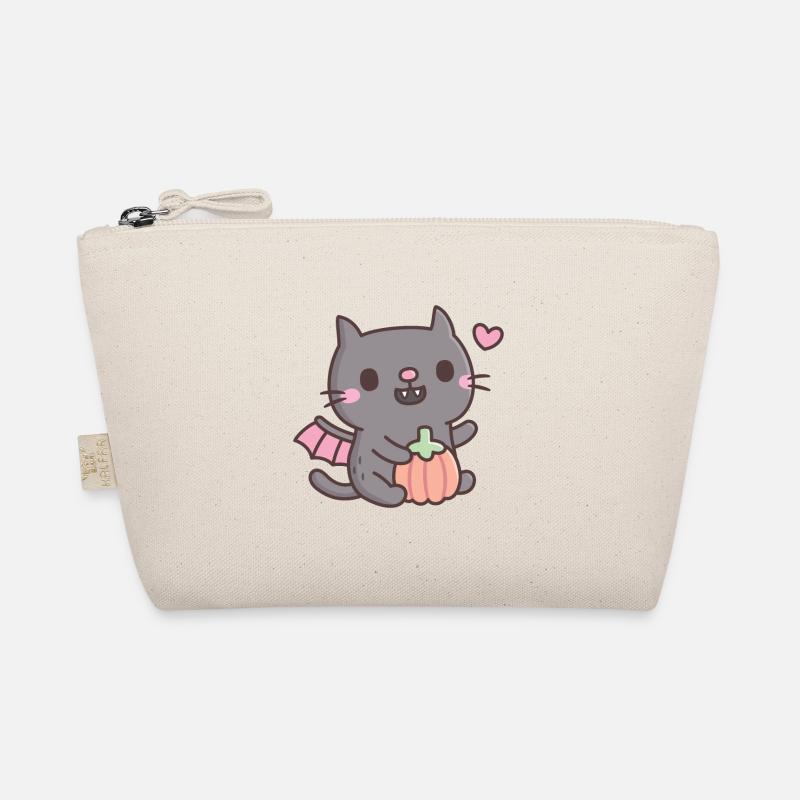 Süße Vampirkatze mit Kürbis Bio-Täschchen