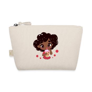 Kawaii Afrikanisches schwarzes Mädchen trinkt Bubble Tea - Bio-Täschchen - Natur - Vorne