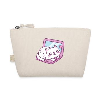 Mignon chat blanc reposant sur un ordinateur portable drôle - Trousse biologique - nature - Devant