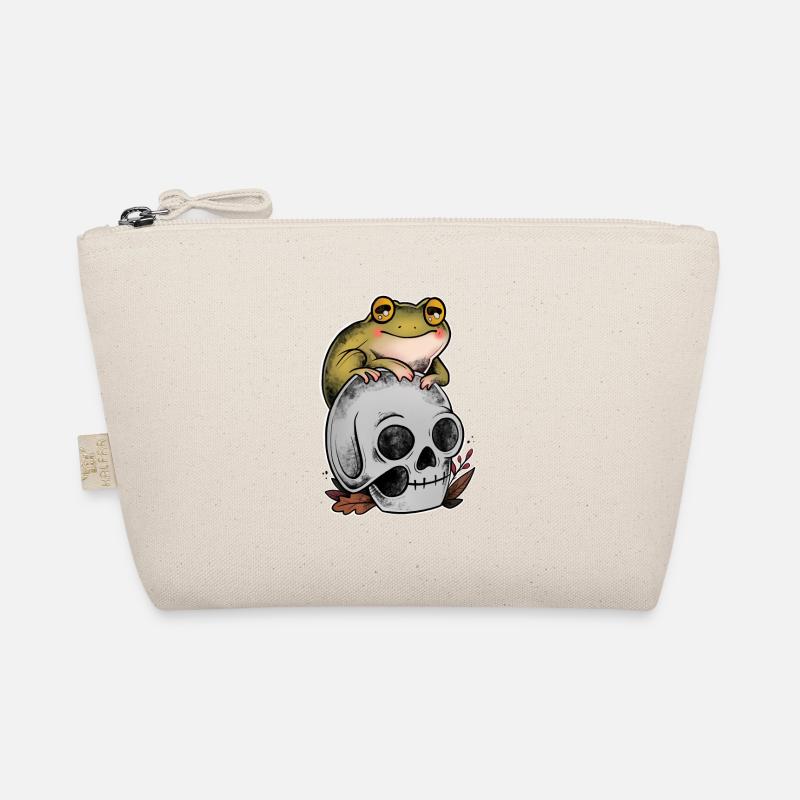 Frog on old-school art skull Organic Pouch