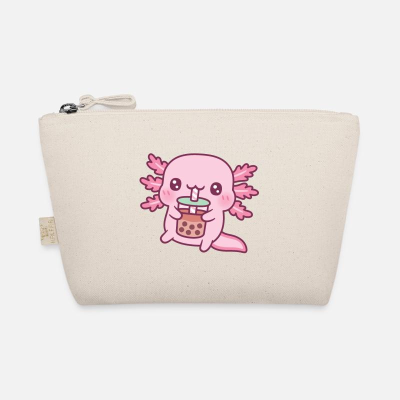 Niedlicher Axolotl Trinken Bubble Tea - Bio-Täschchen - Natur