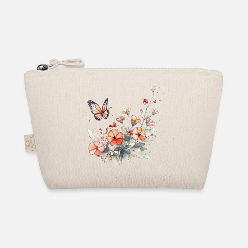 Blumen + Schmetterling - minimal abstrakt Bio-Täschchen