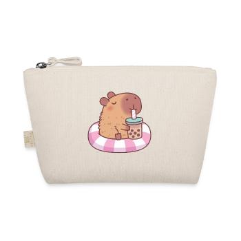 Mignon Capybara sur flotteur de piscine boire du thé à bulles - Trousse biologique - nature - Devant