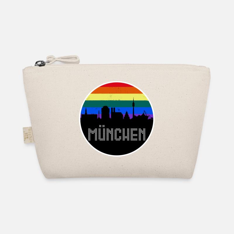 München Skyline Regenbogen - Bio-Täschchen - Natur