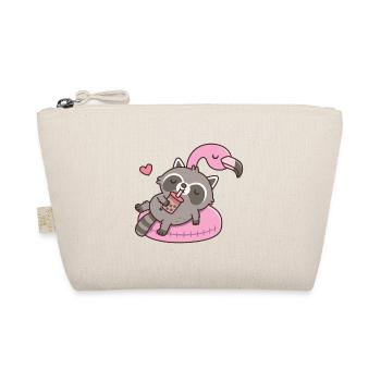 Cute Raccoon Chilling On Flamingo Pool Float - Organic Pouch - nature - Front
