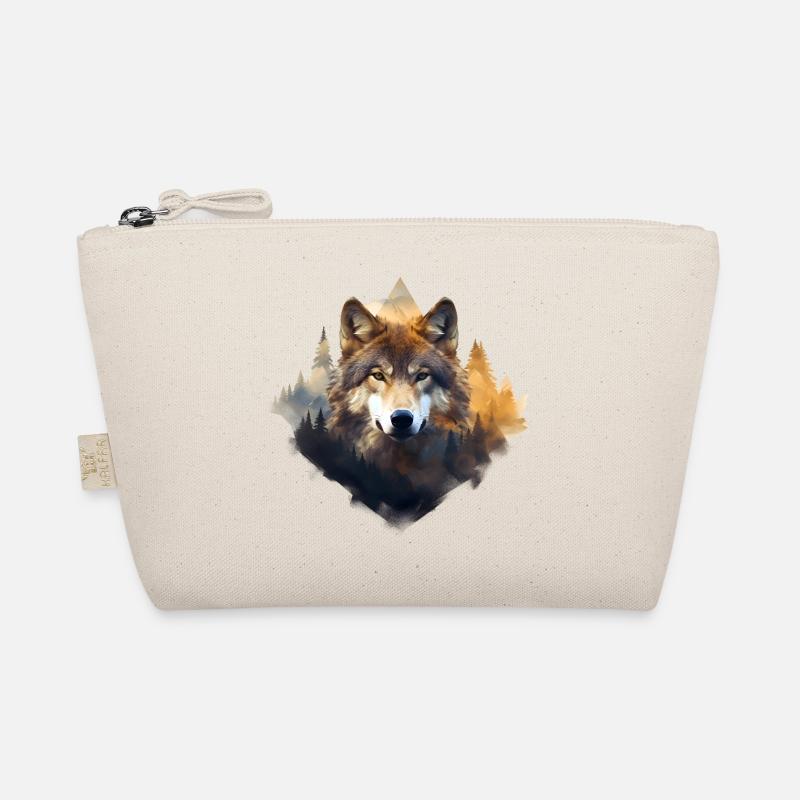 Wolf with mountains - Organic Pouch - nature