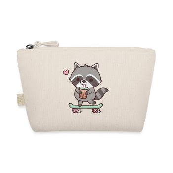 Cute Skateboarding Raccoon Drinking Boba Tea - Organic Pouch - nature - Front
