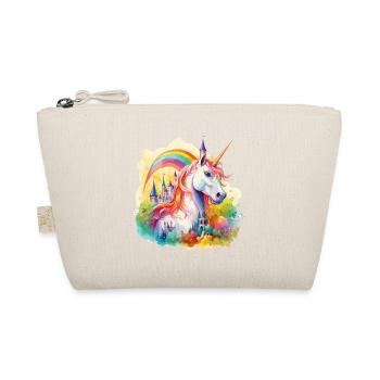 Einhorn Regenbogen Schloss Bunt Magie Fantasie - Bio-Täschchen - Natur - Vorne