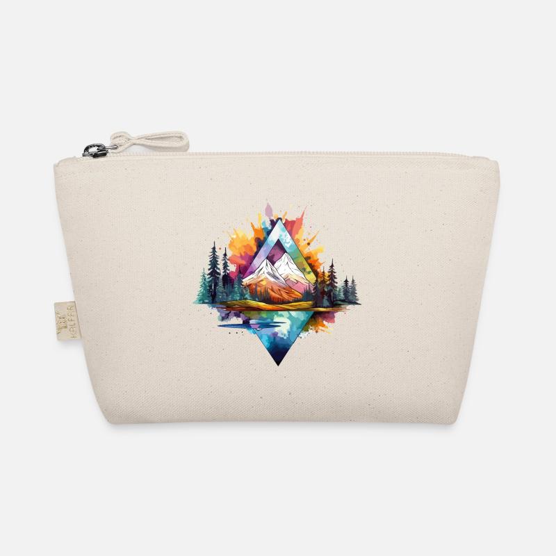 Natur Berge Wald Geometrisch Kunst Bunt Splash - Bio-Täschchen - Natur
