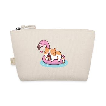 Chat mignon avec thé Boba refroidissant sur le flotteur Flamingo - Trousse biologique - nature - Devant