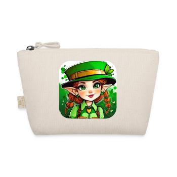 Saint Patricks Day Irish Kobold Leprechaun Mädchen - Bio-Täschchen - Natur - Vorne