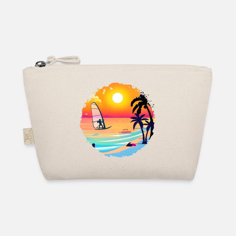 Aquarelle de plage de coucher de soleil d’été Trousse biologique