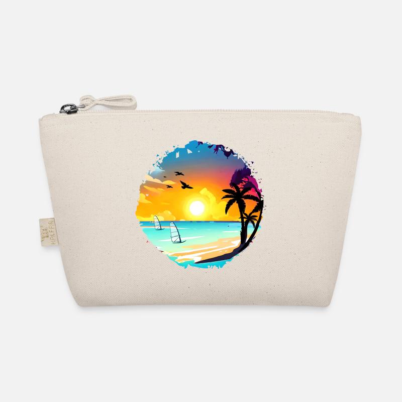 Aquarelle de plage de coucher de soleil d’été Trousse biologique