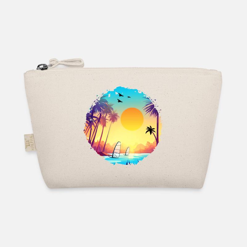 Aquarelle de plage de coucher de soleil d’été Trousse biologique