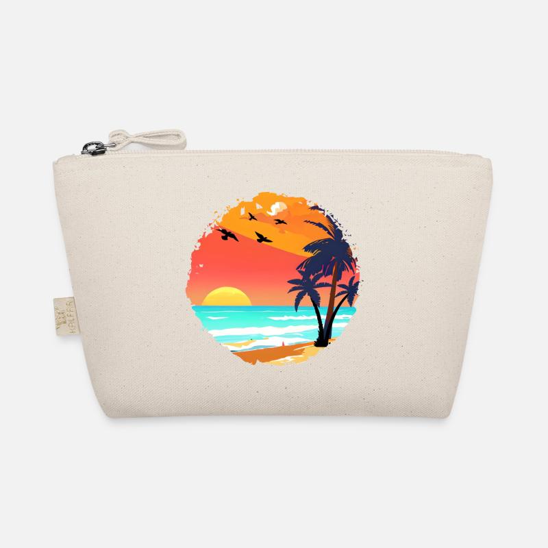 Aquarelle de plage de coucher de soleil d’été Trousse biologique