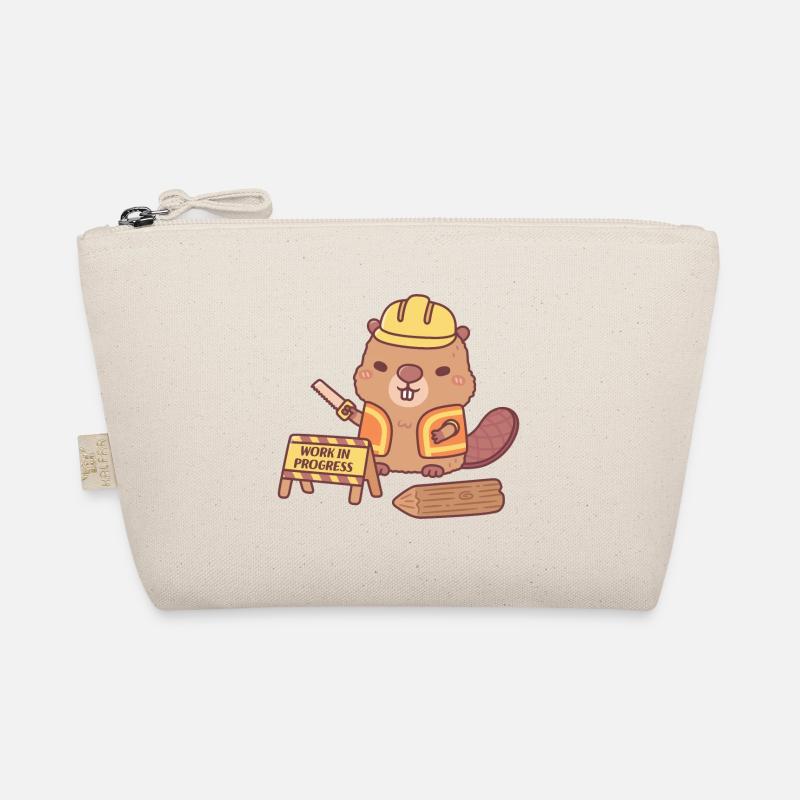 Cute Beaver Construction Cartoon Work In Progress Organic Pouch