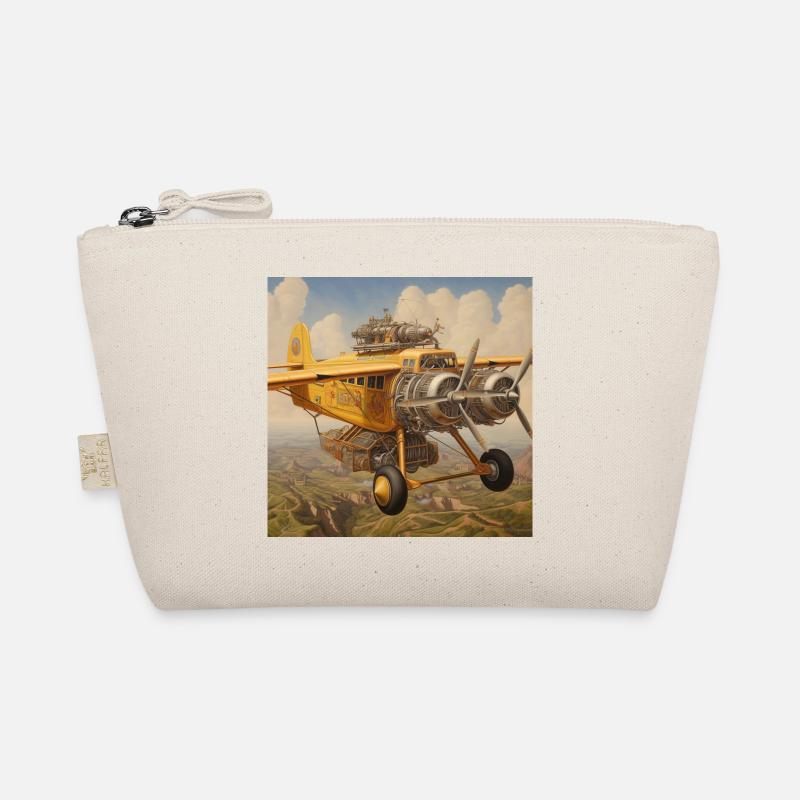 Steampunk Wolkenbomber Flugzeugkunst - Bio-Täschchen - Natur