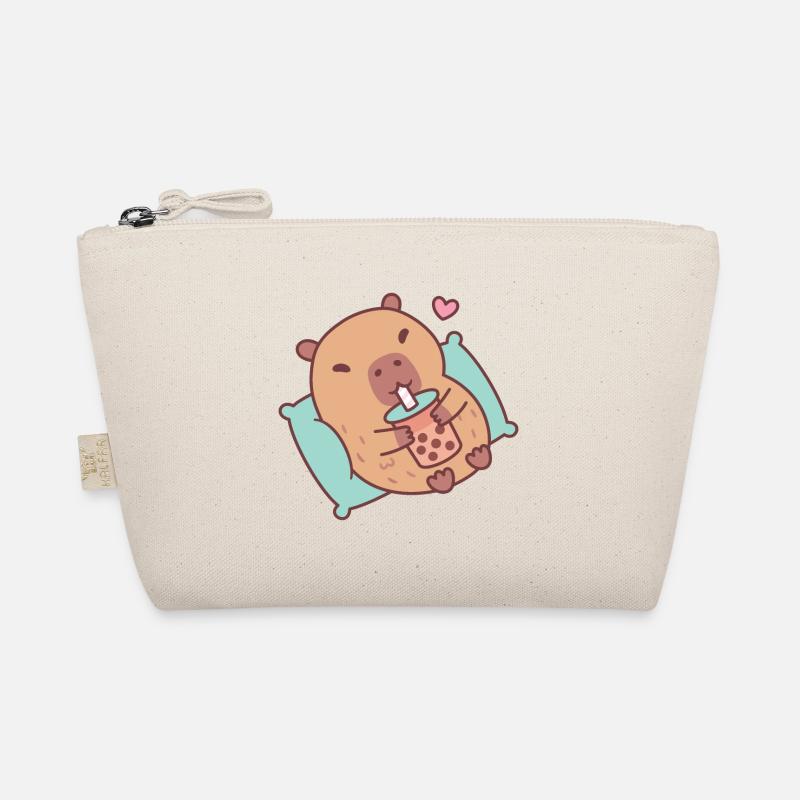 Mignon Capybara refroidir et boire du thé à bulles Trousse biologique