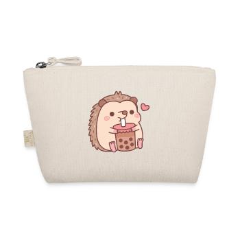 Cute Little Hedgehog Loves Drinking Bubble Tea - Organic Pouch - nature - Front